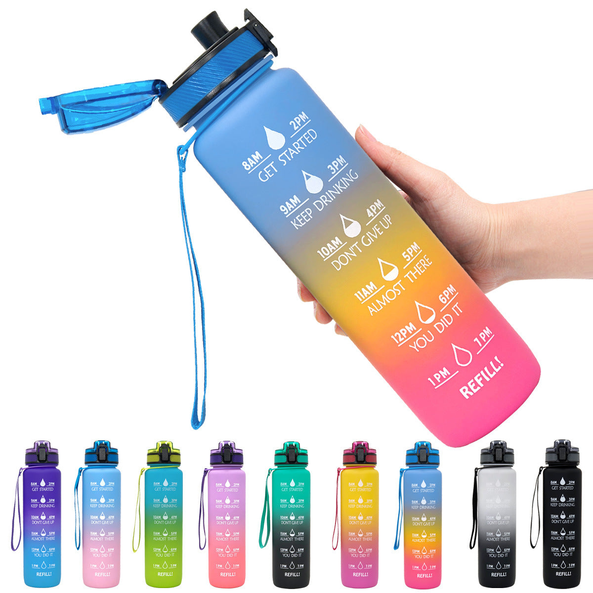 1L Tritan Water Bottle with Time Marker