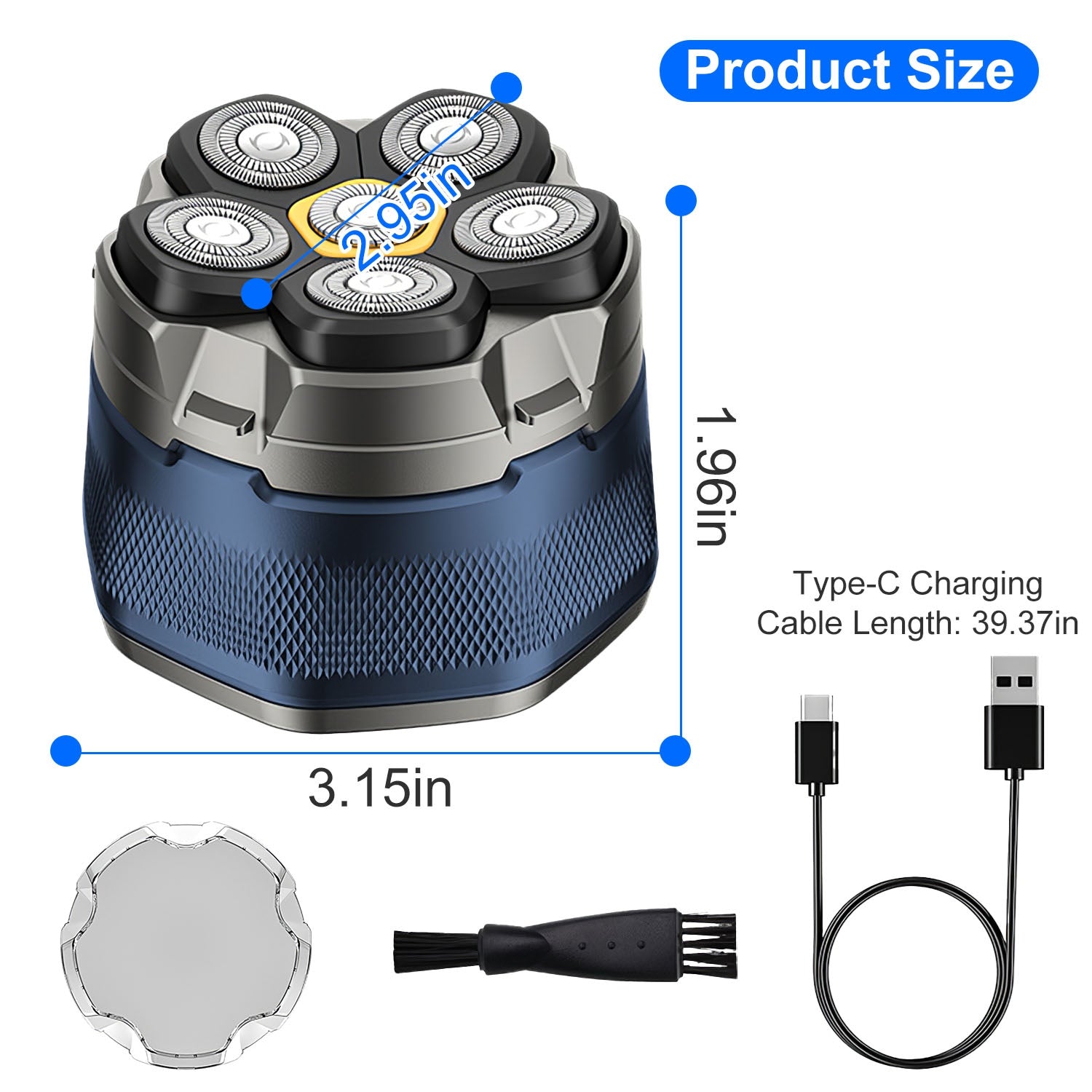 1Pc Cordless Electric Head Shaver For Men 6D Magnetic Floating Head Bald Man