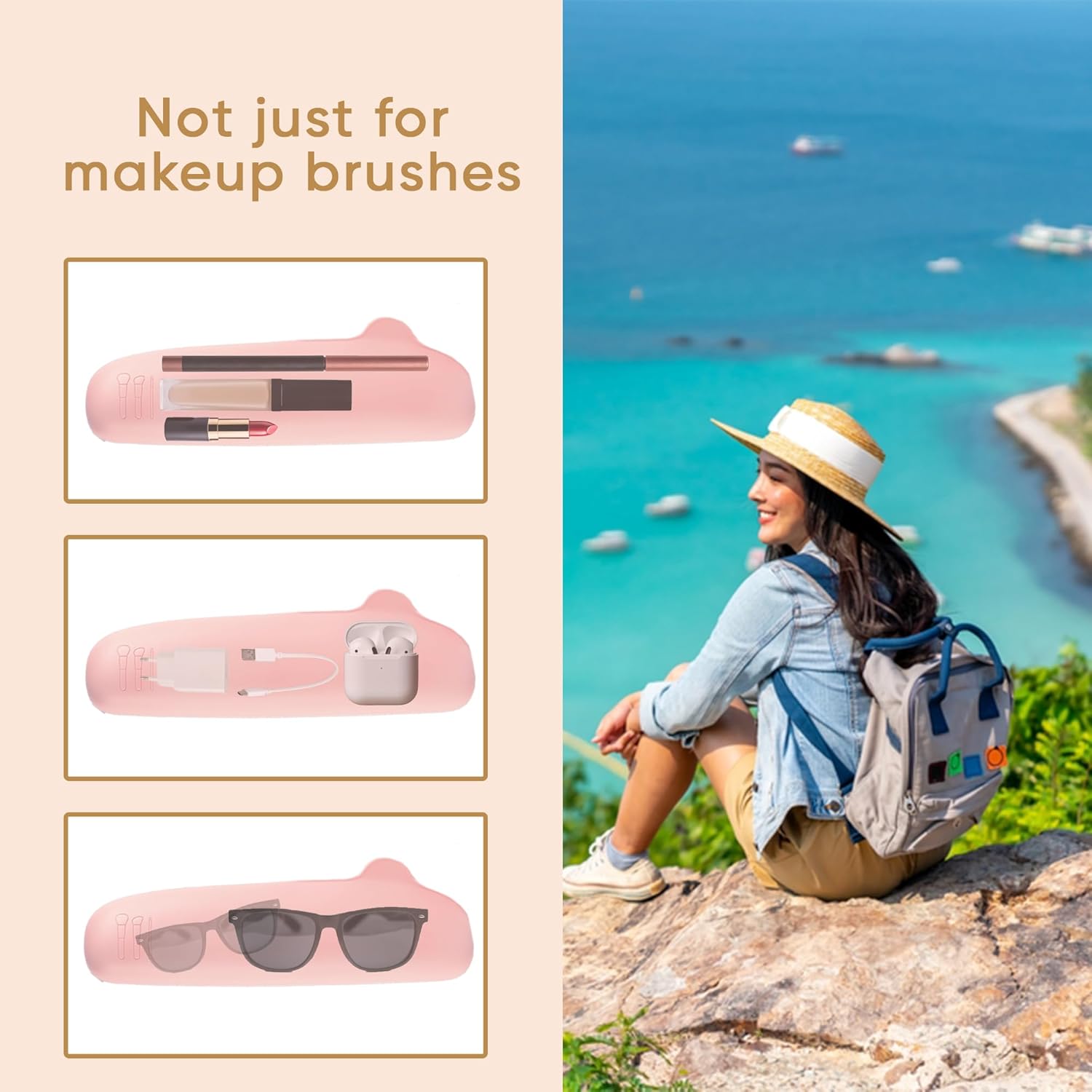 Silicone Travel Makeup Brush & Sponge Holder