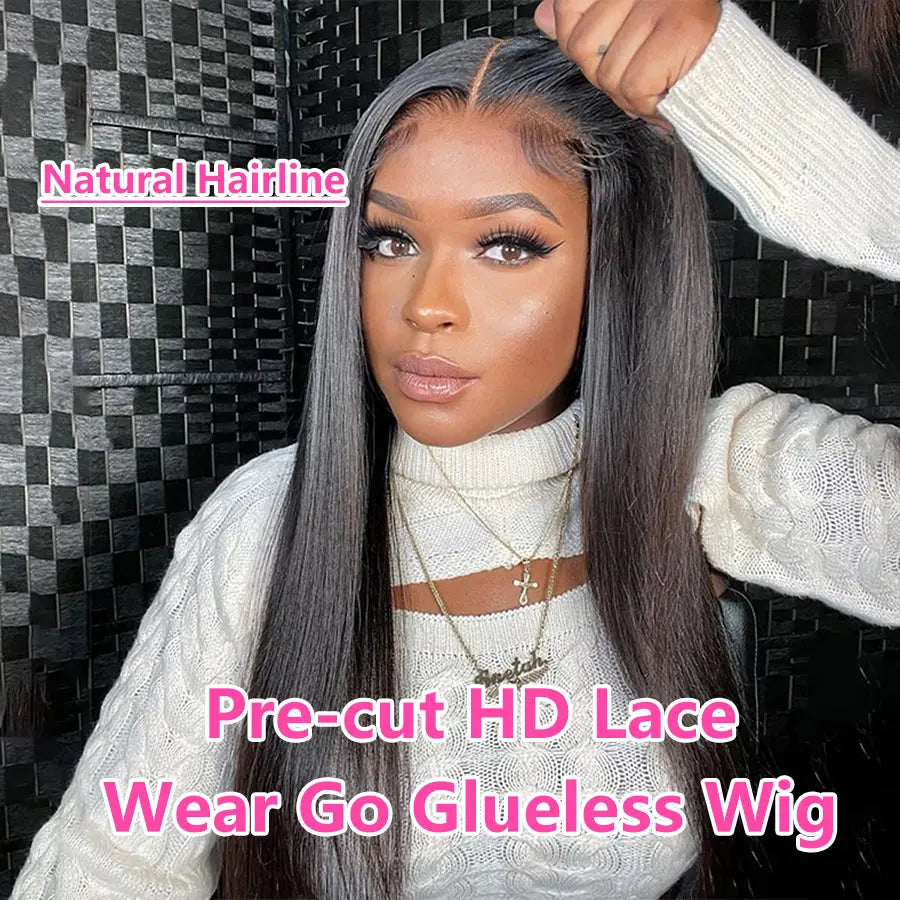 Glueless Bone Straight Human Hair Lace Closure Wig