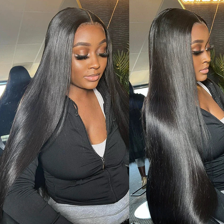 Glueless Bone Straight Human Hair Lace Closure Wig