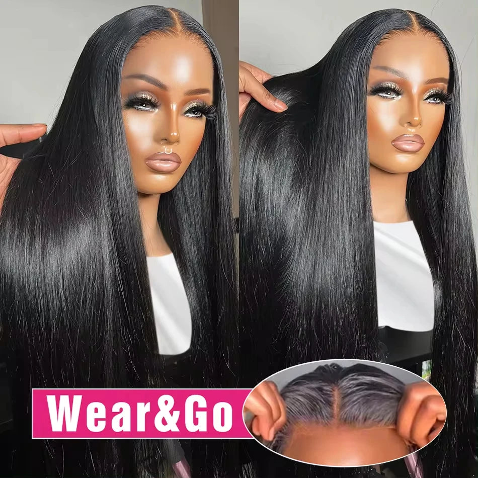 Glueless Bone Straight Human Hair Lace Closure Wig