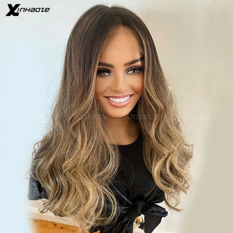 Brown Root Ombre Blonde Body Wave Wig - Opaline Glam Beauty