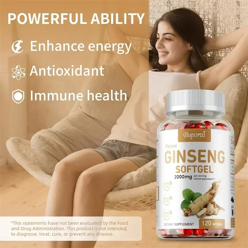 Red Panax Ginseng Capsules - for Immunity, Energy, Fatigue and Stress