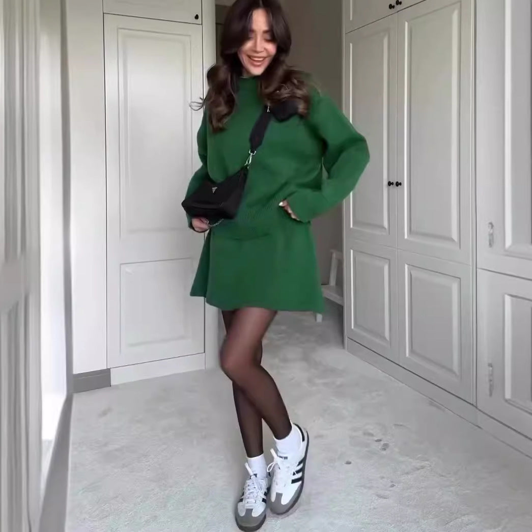 Sweater Skirt Sets For Women 2 Pieces Knit Casual Versatile Long Sleeve Pullover