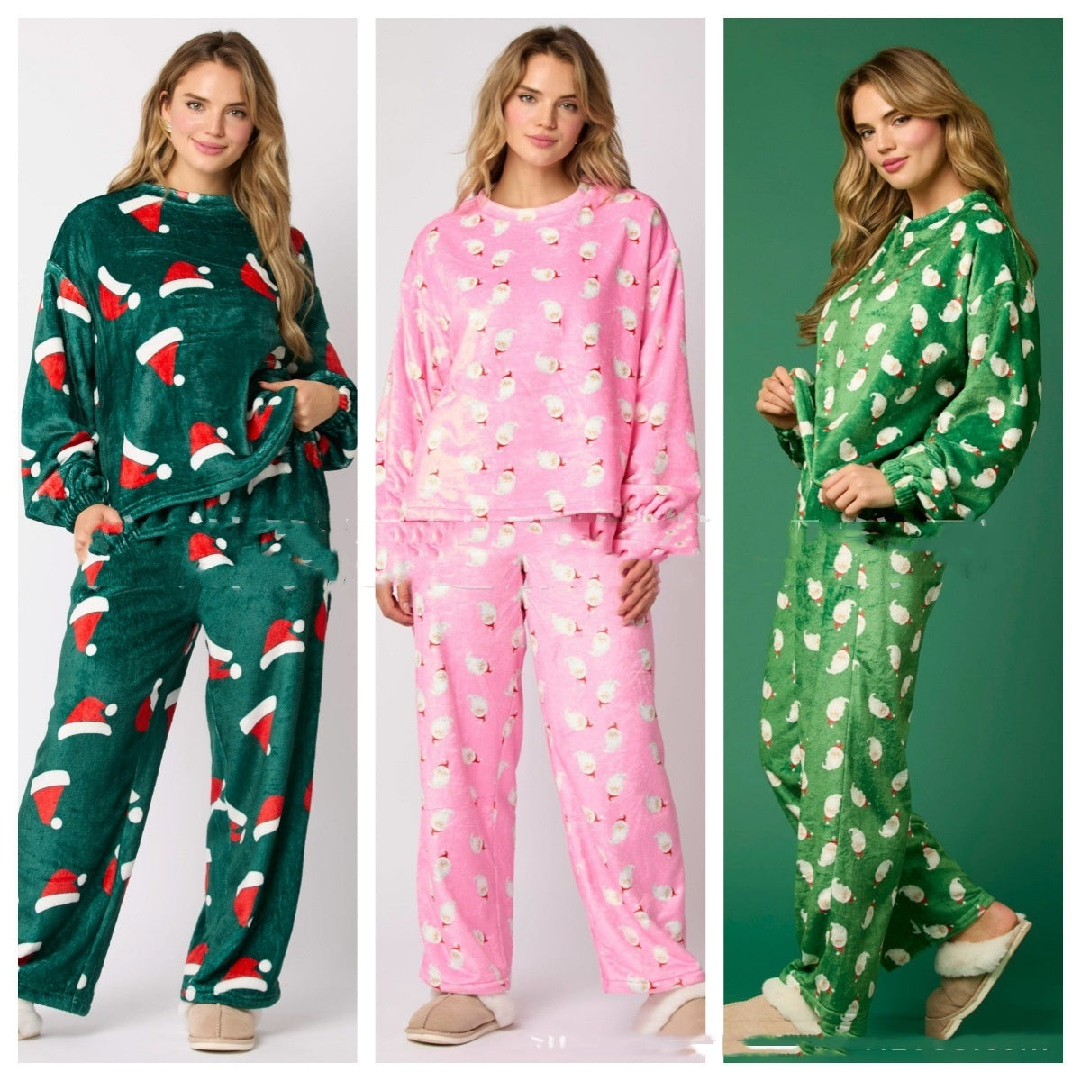 2024 Casual Flannel Pajama Sets For Women 2 Piece Cute