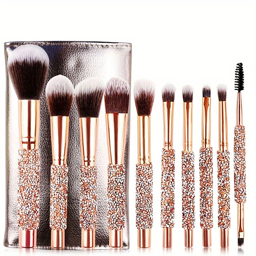 10-Piece Luxury Crystal Diamond Makeup Brush Set