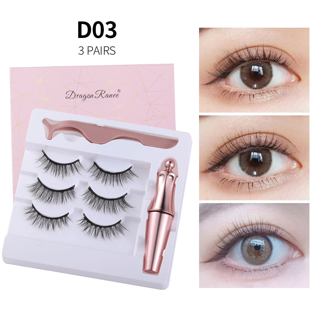 Natural Long Lasting Magnetic Liquid Eyeliner &amp; Magnetic False Eyelashes &amp; Tweezer Set Make up Set