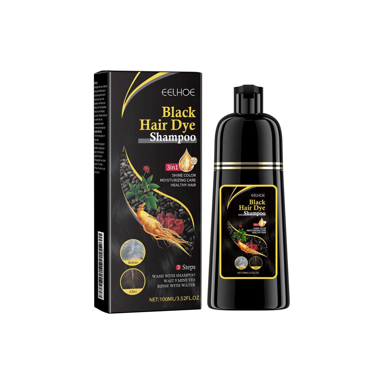 EELHOE Black Hair Shampoo Polygonum Multiflorum Essence Moisturizing