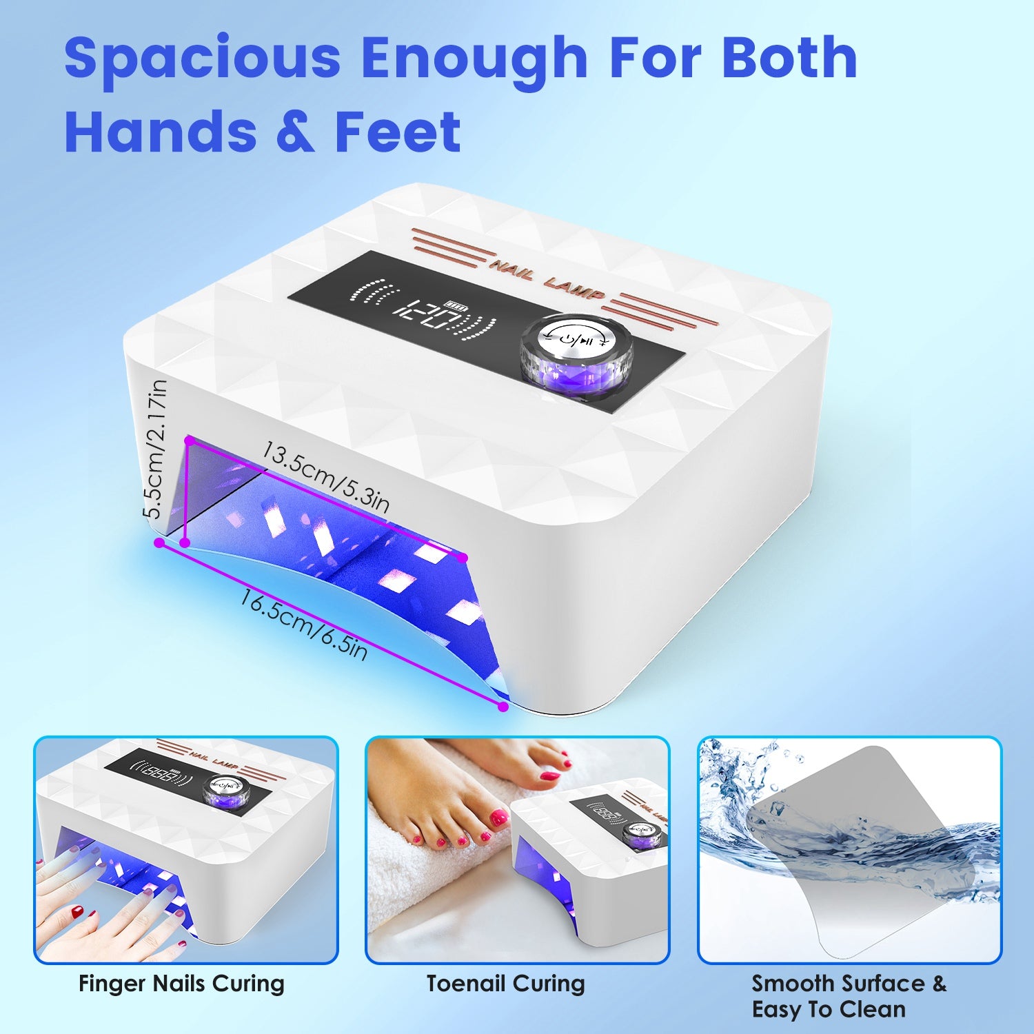 1Pc 120W Cordless UV Nail Lamp Rechargeable Gel Curing Lamp Gel Polish Light
