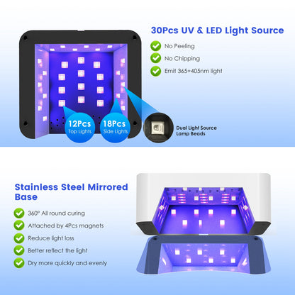 1Pc 120W Cordless UV Nail Lamp Rechargeable Gel Curing Lamp Gel Polish Light