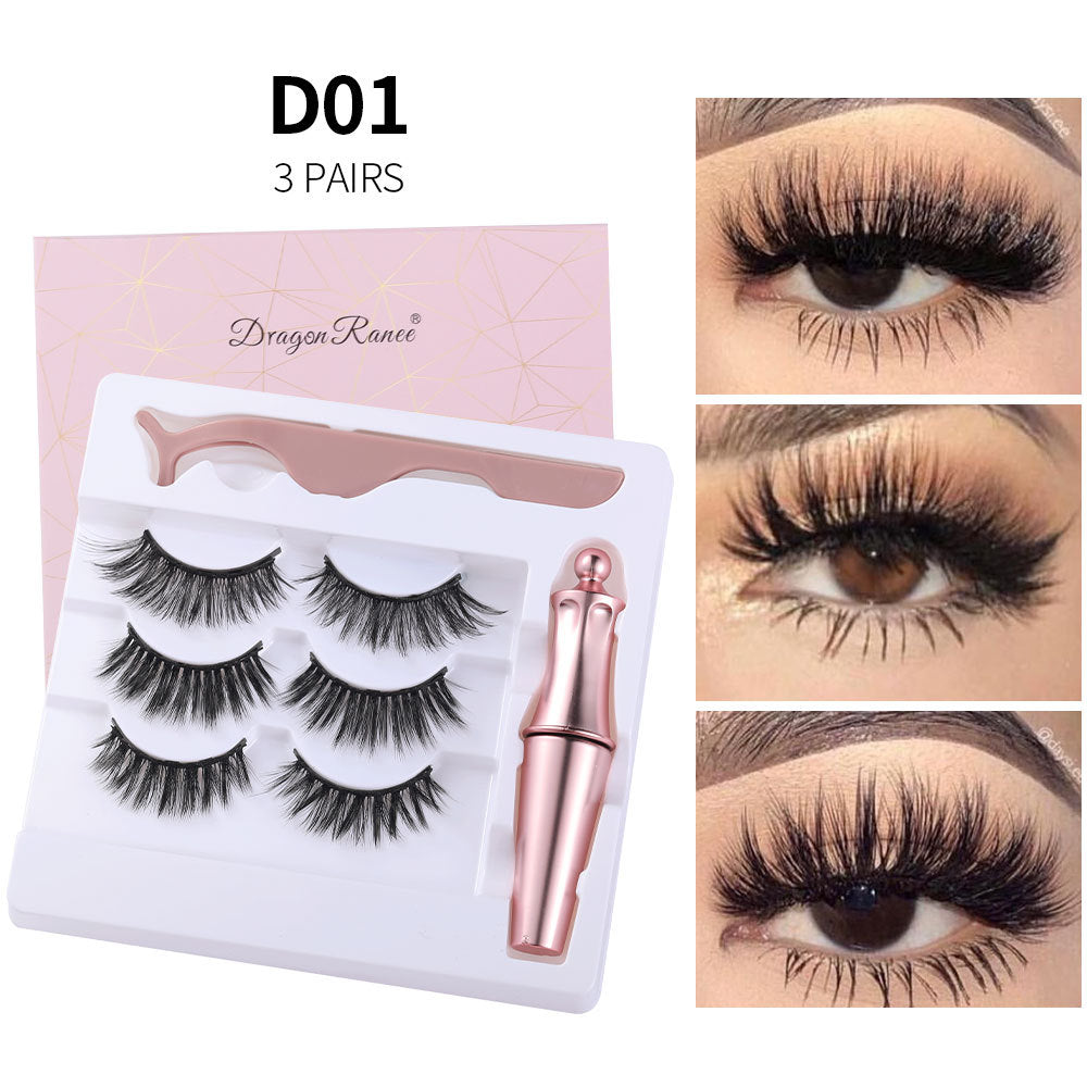 Natural Long Lasting Magnetic Liquid Eyeliner &amp; Magnetic False Eyelashes &amp; Tweezer Set Make up Set