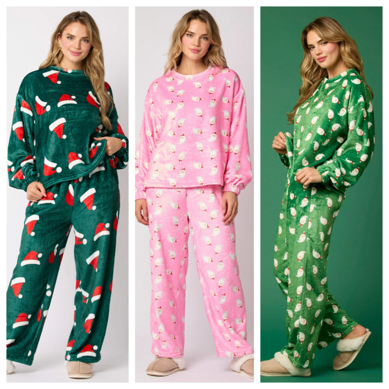 2024 Casual Flannel Pajama Sets For Women 2 Piece Cute