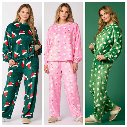 2024 Casual Flannel Pajama Sets For Women 2 Piece Cute
