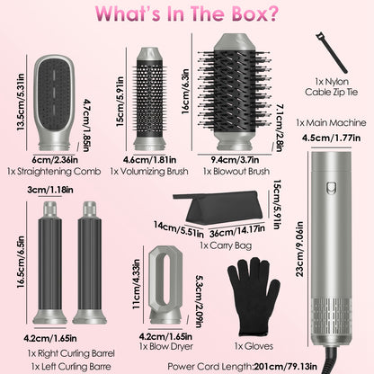 1Pc 6 In 1 Hot Air Styler Volumizer Straightener Curler Dryer Automatic Wrap Styler - Opaline Glam Beauty