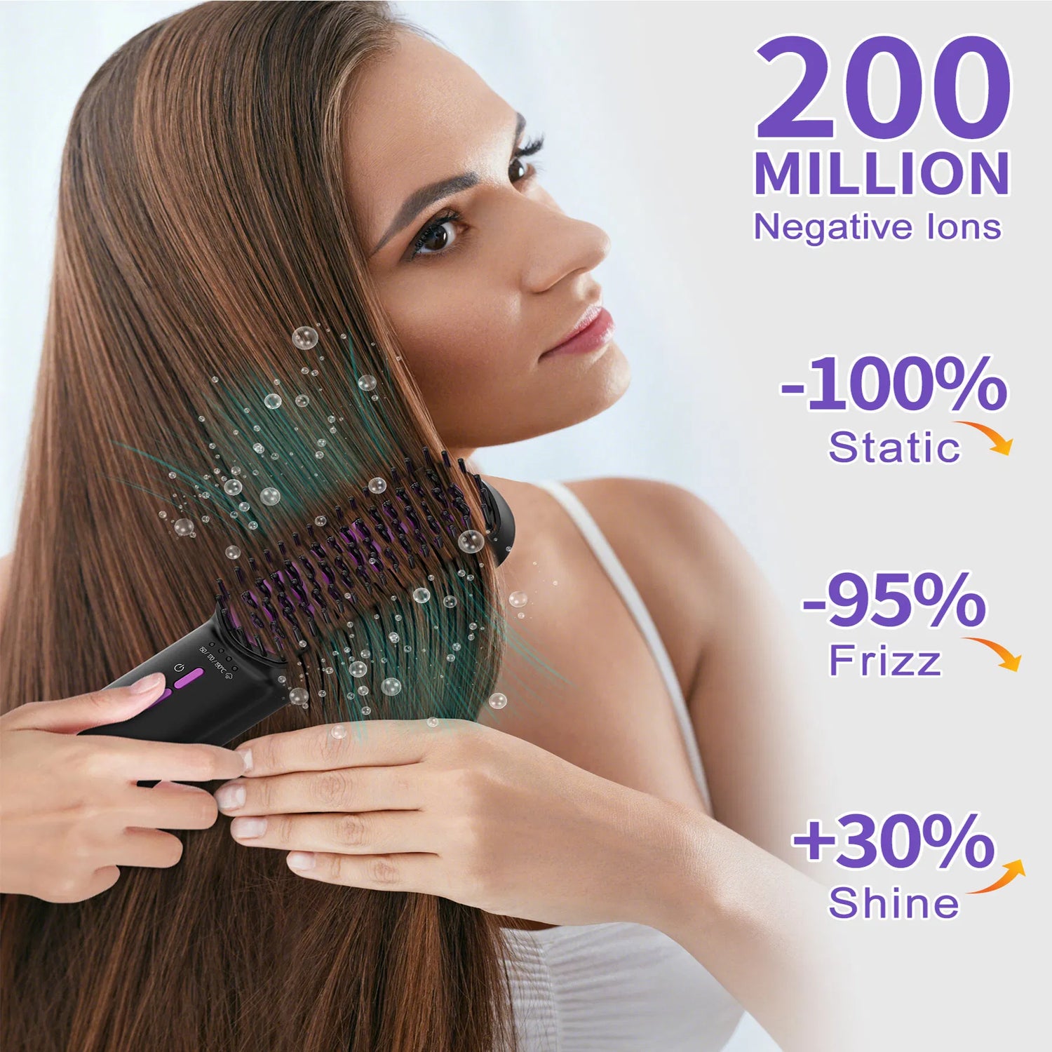 Hair Straightener Brush, Ionic Plus Steam Straightening Brush For SmoothFor Home Salon