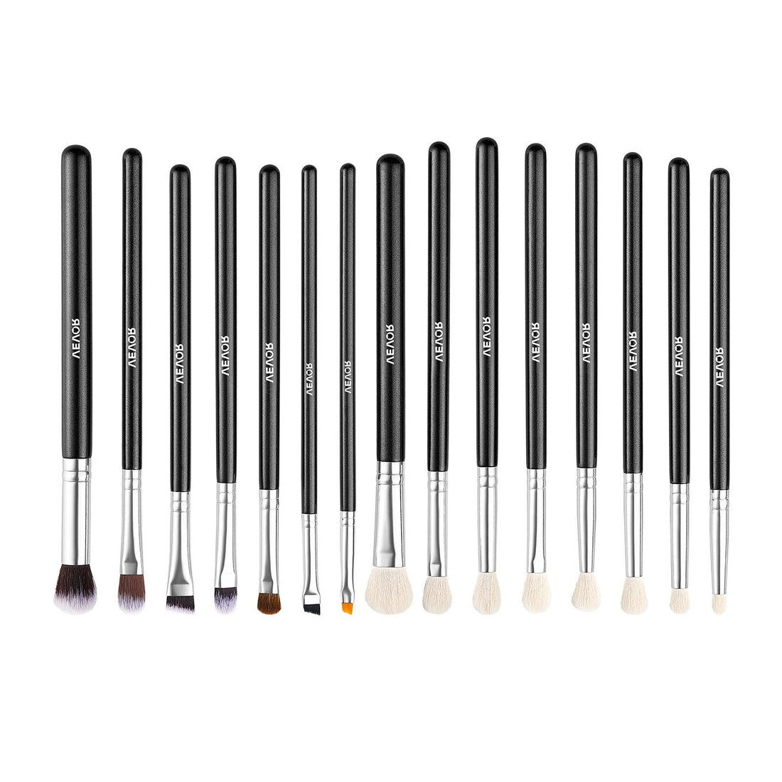 15-Piece Vegan Makeup Brush Set with Wood Handle