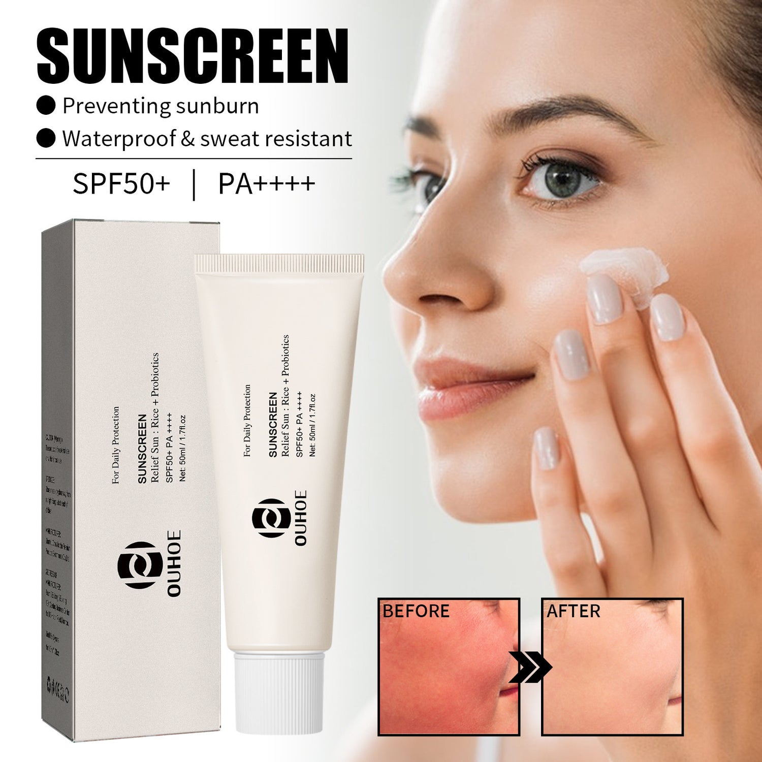 OUHOE Rice Probiotic UV Moisturizing Face Cream