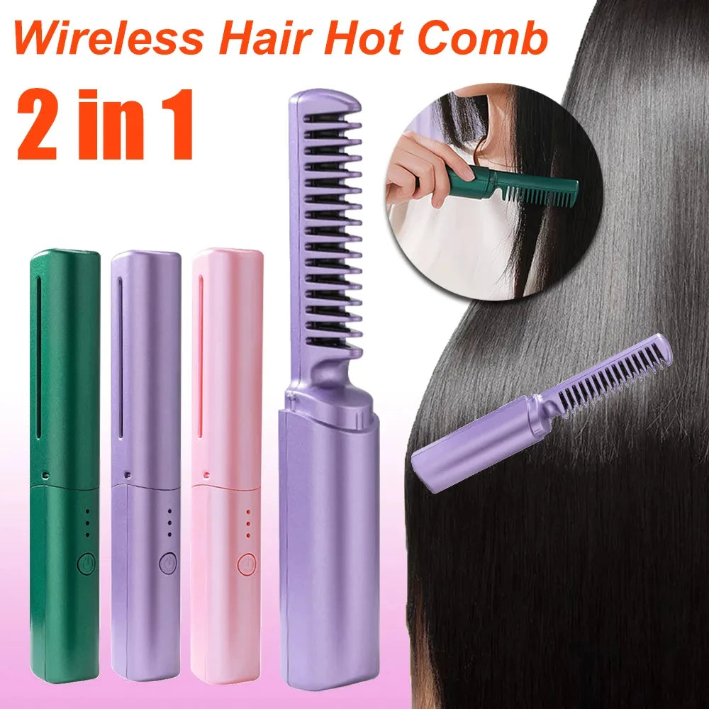 Professional Wireless Hair Straightener Curler Brush