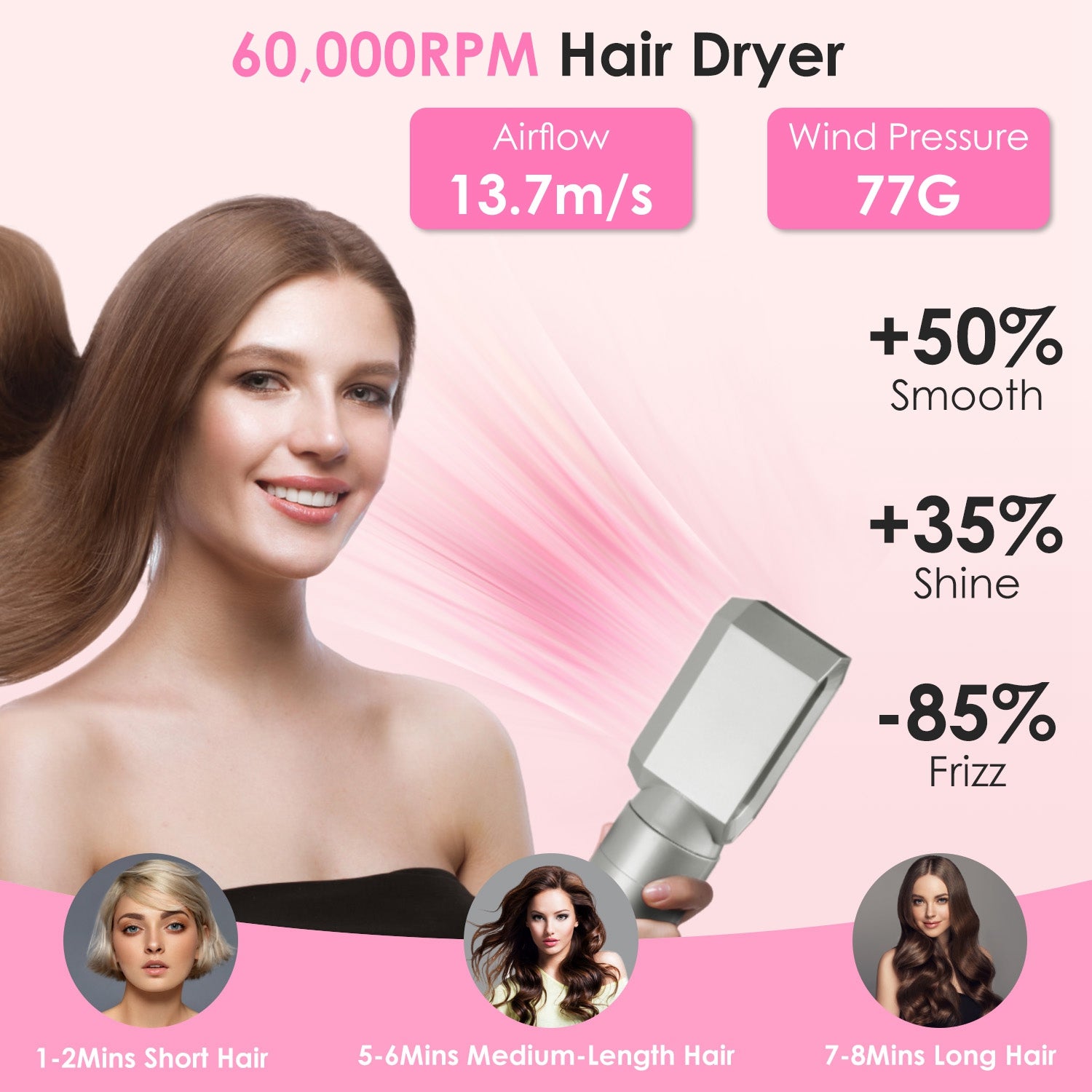 1Pc 6 In 1 Hot Air Styler Volumizer Straightener Curler Dryer Automatic Wrap Styler - Opaline Glam Beauty