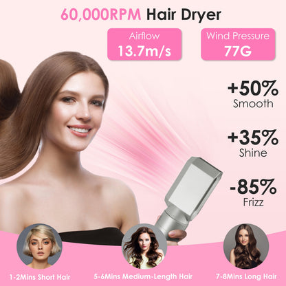 1Pc 6 In 1 Hot Air Styler Volumizer Straightener Curler Dryer Automatic Wrap Styler - Opaline Glam Beauty