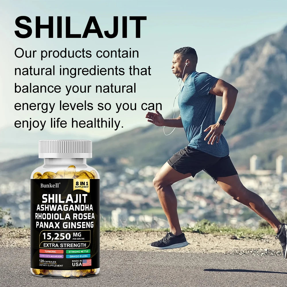 15250mg Shilajit Capsules with Ginseng Ashwagandha Turmeric
