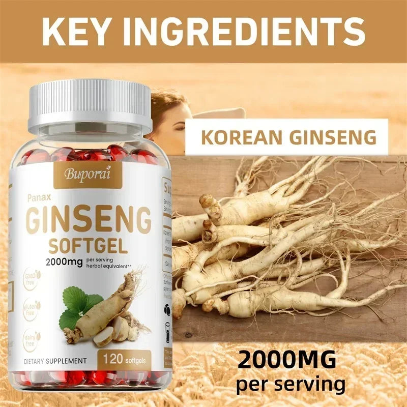 Red Panax Ginseng Capsules - for Immunity, Energy, Fatigue and Stress