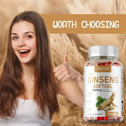 Red Panax Ginseng Capsules - for Immunity, Energy, Fatigue and Stress