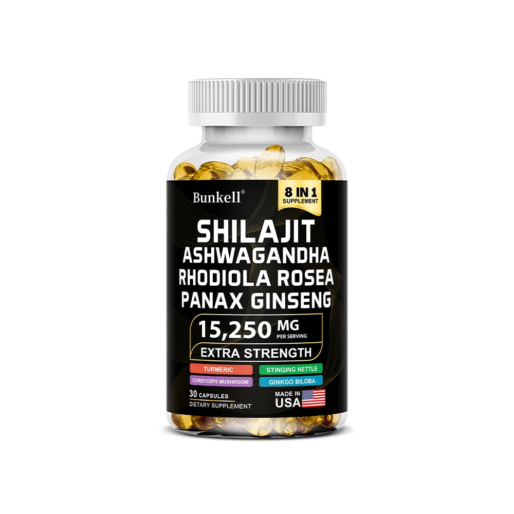 15250mg Shilajit Capsules with Ginseng Ashwagandha Turmeric