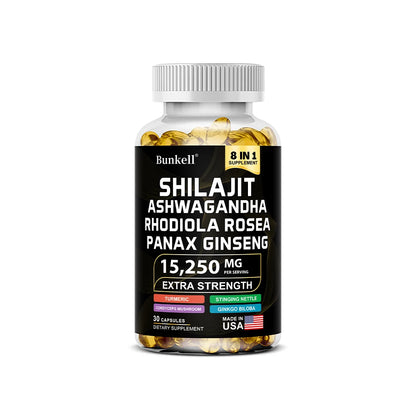 15250mg Shilajit Capsules with Ginseng Ashwagandha Turmeric