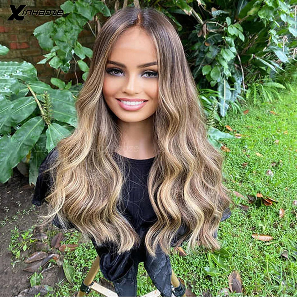 Brown Root Ombre Blonde Body Wave Wig - Opaline Glam Beauty