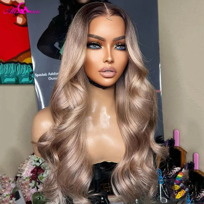 Ombre Ash Blonde Body Wave Lace Front Wig - Opaline Glam Beauty