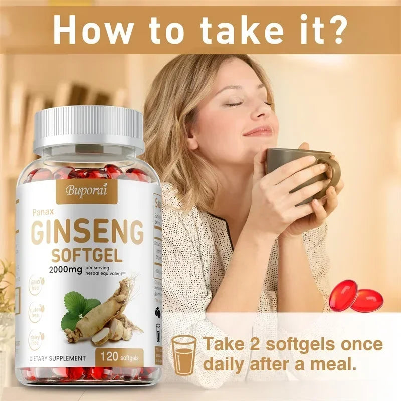 Red Panax Ginseng Capsules - for Immunity, Energy, Fatigue and Stress