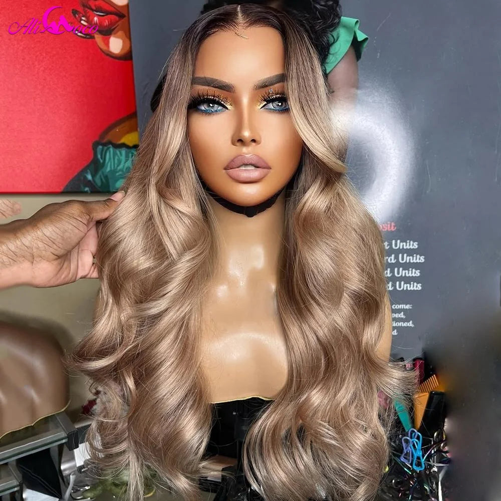 Ombre Ash Blonde Body Wave Lace Front Wig - Opaline Glam Beauty