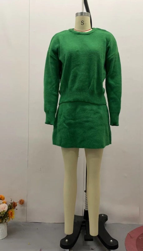 Sweater Skirt Sets For Women 2 Pieces Knit Casual Versatile Long Sleeve Pullover