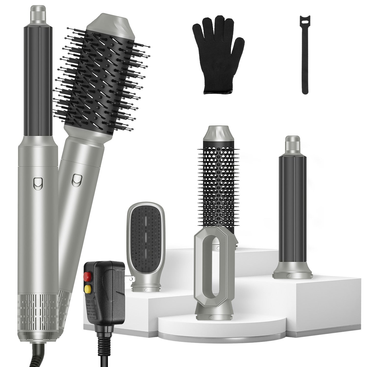 1Pc 6 In 1 Hot Air Styler Volumizer Straightener Curler Dryer Automatic Wrap Styler - Opaline Glam Beauty