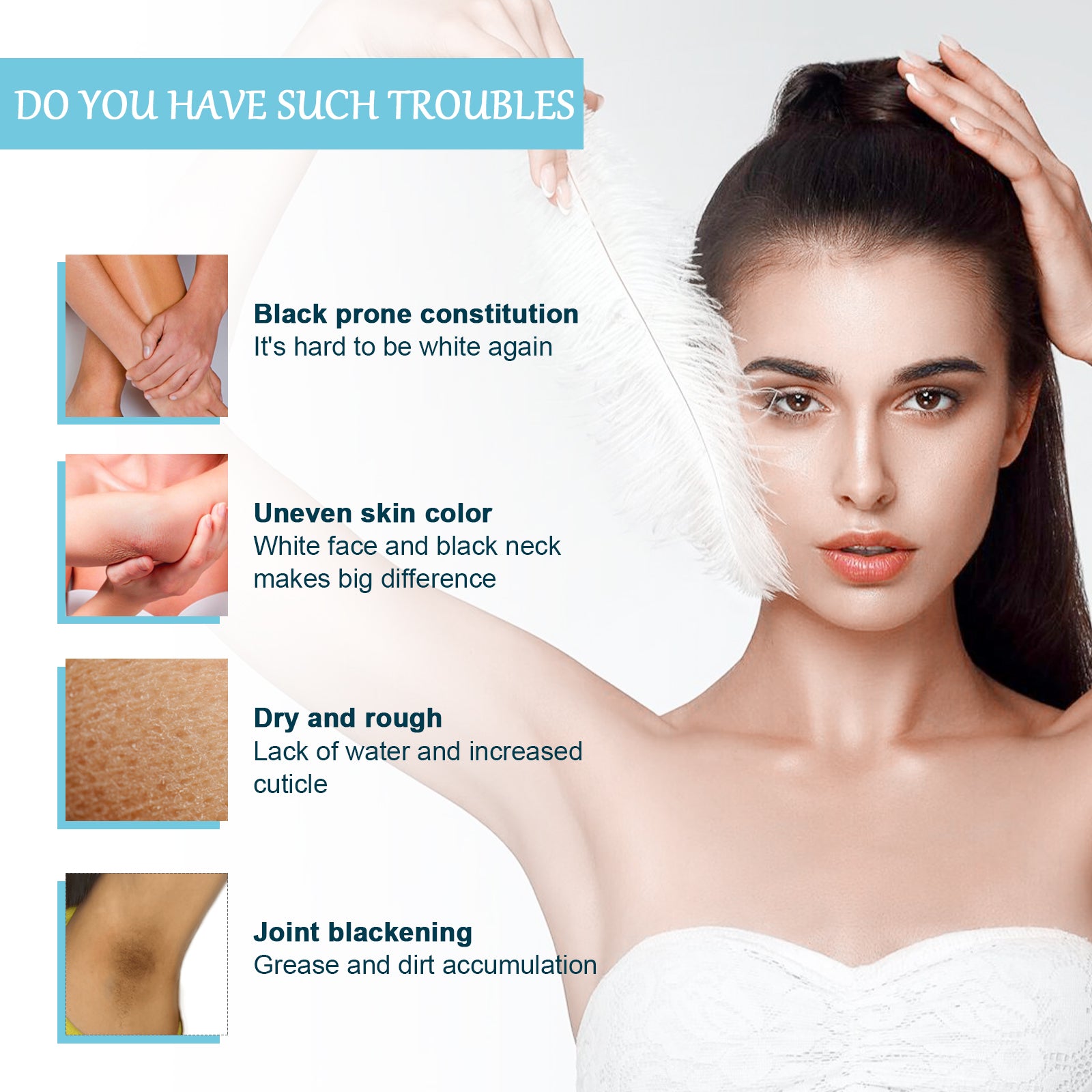 OUHOE Body Toner Lightening Armpit Knee Joint Dark Moisturizing Skin Whitening Body Beauty Care