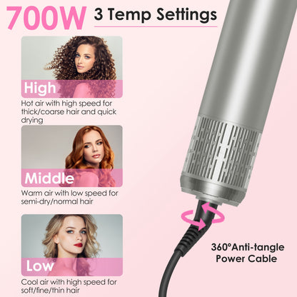 1Pc 6 In 1 Hot Air Styler Volumizer Straightener Curler Dryer Automatic Wrap Styler - Opaline Glam Beauty