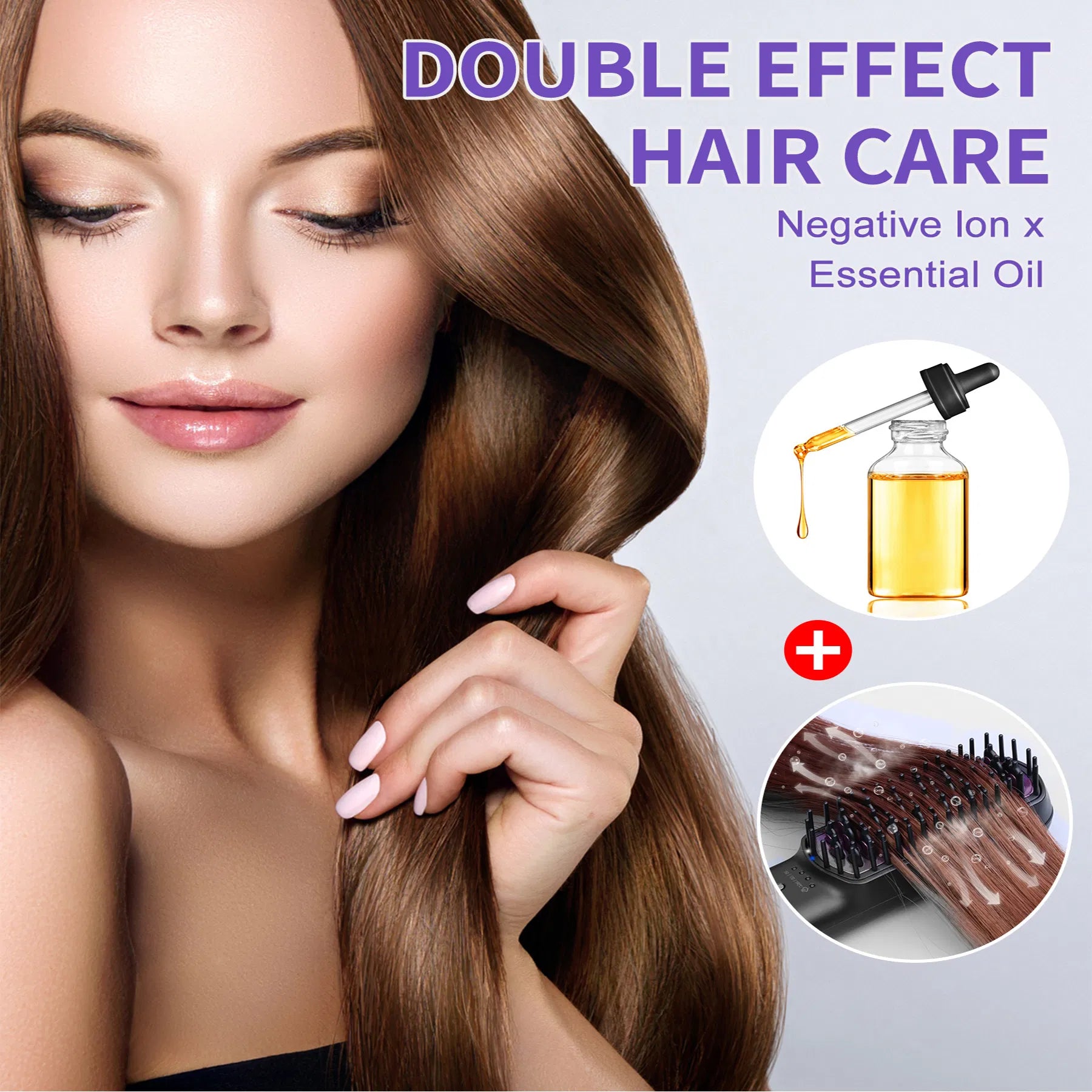 Hair Straightener Brush, Ionic Plus Steam Straightening Brush For SmoothFor Home Salon