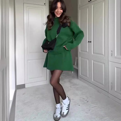 Sweater Skirt Sets For Women 2 Pieces Knit Casual Versatile Long Sleeve Pullover