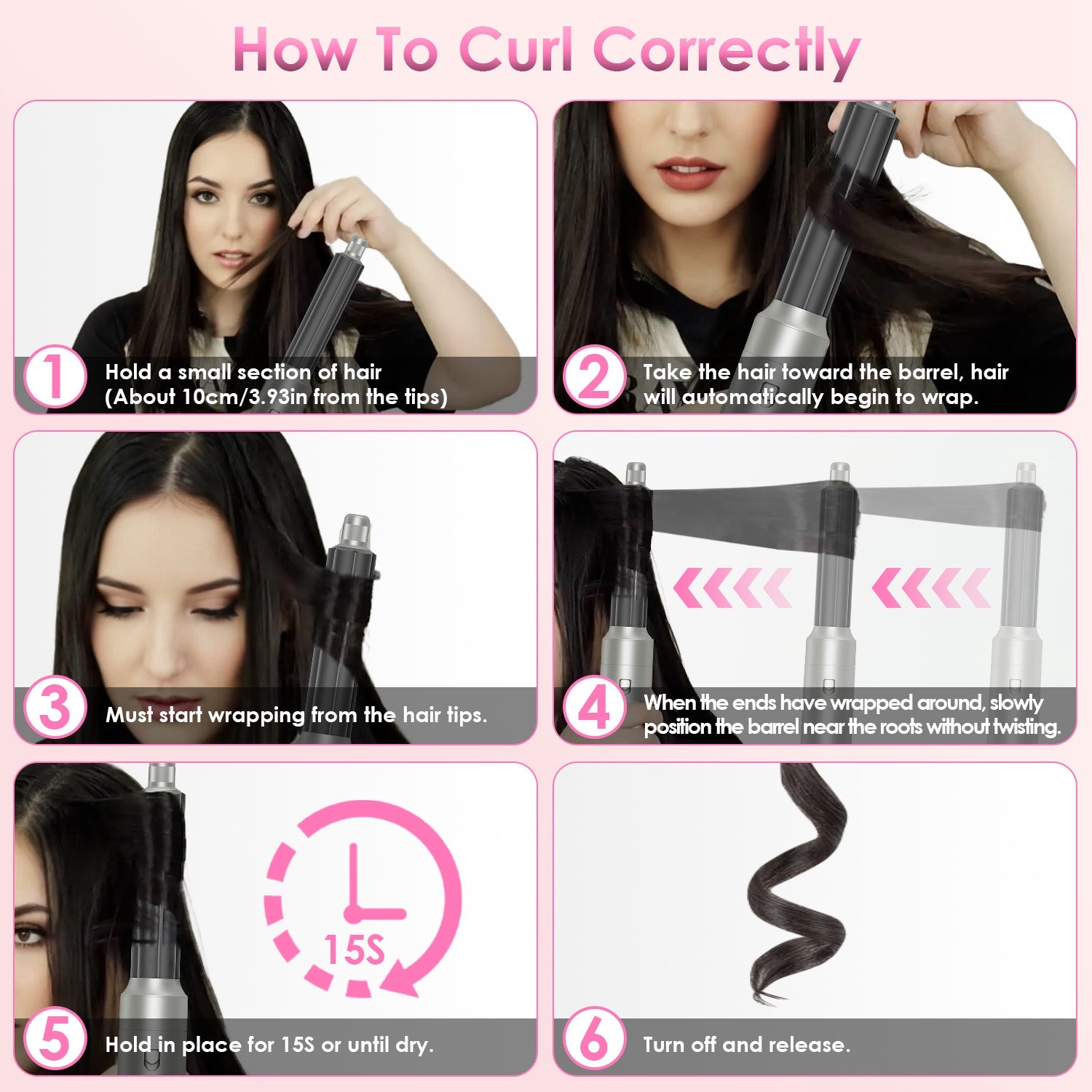 1Pc 6 In 1 Hot Air Styler Volumizer Straightener Curler Dryer Automatic Wrap Styler - Opaline Glam Beauty
