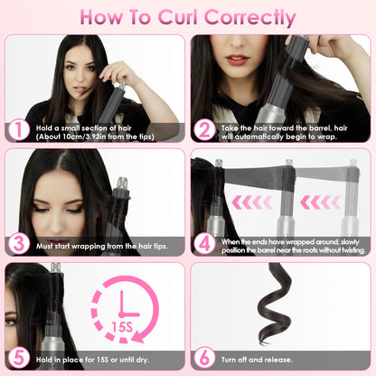 1Pc 6 In 1 Hot Air Styler Volumizer Straightener Curler Dryer Automatic Wrap Styler - Opaline Glam Beauty