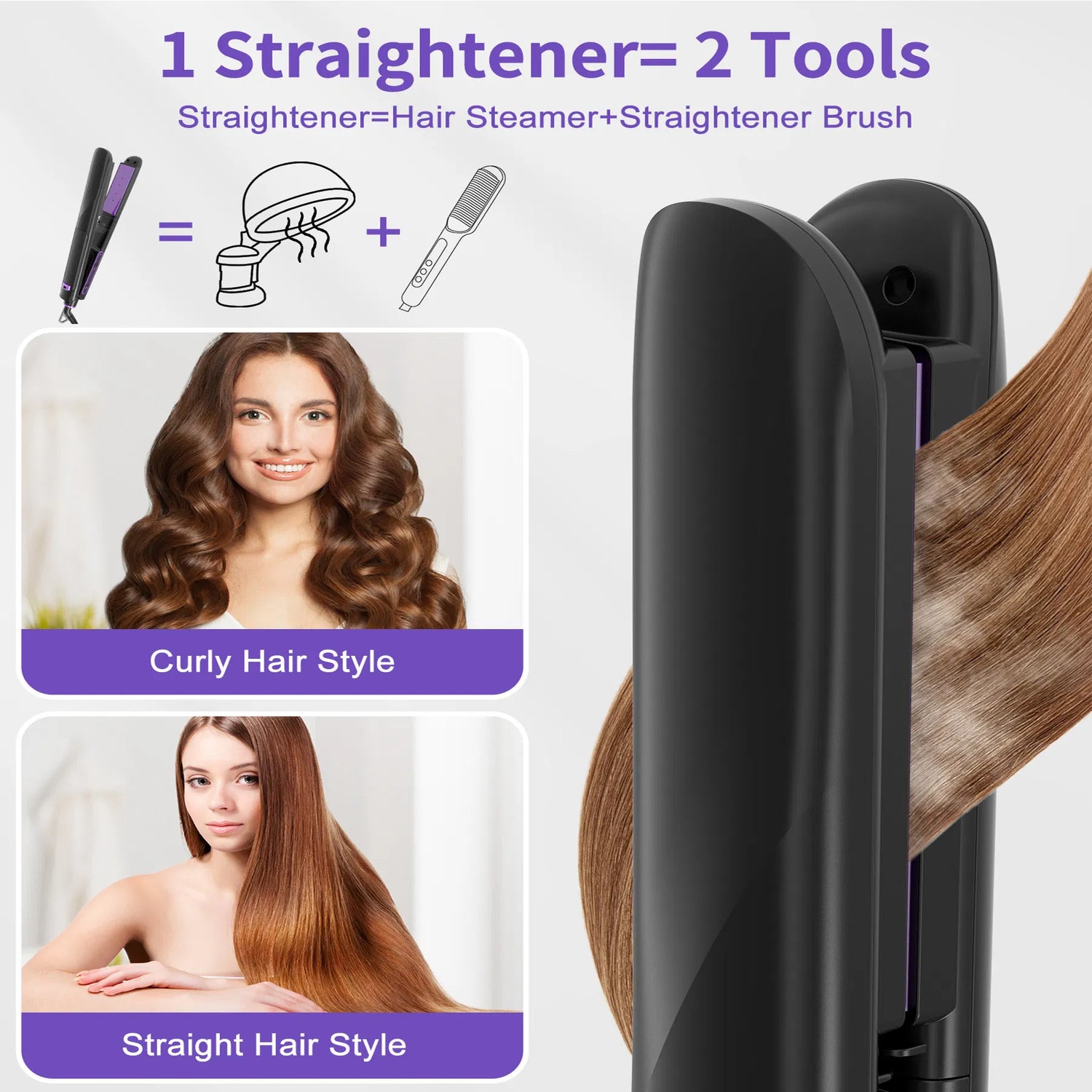 Professional Steam Hair Straightening Iron – Titanium Flat Iron - Opaline Glam Beauty